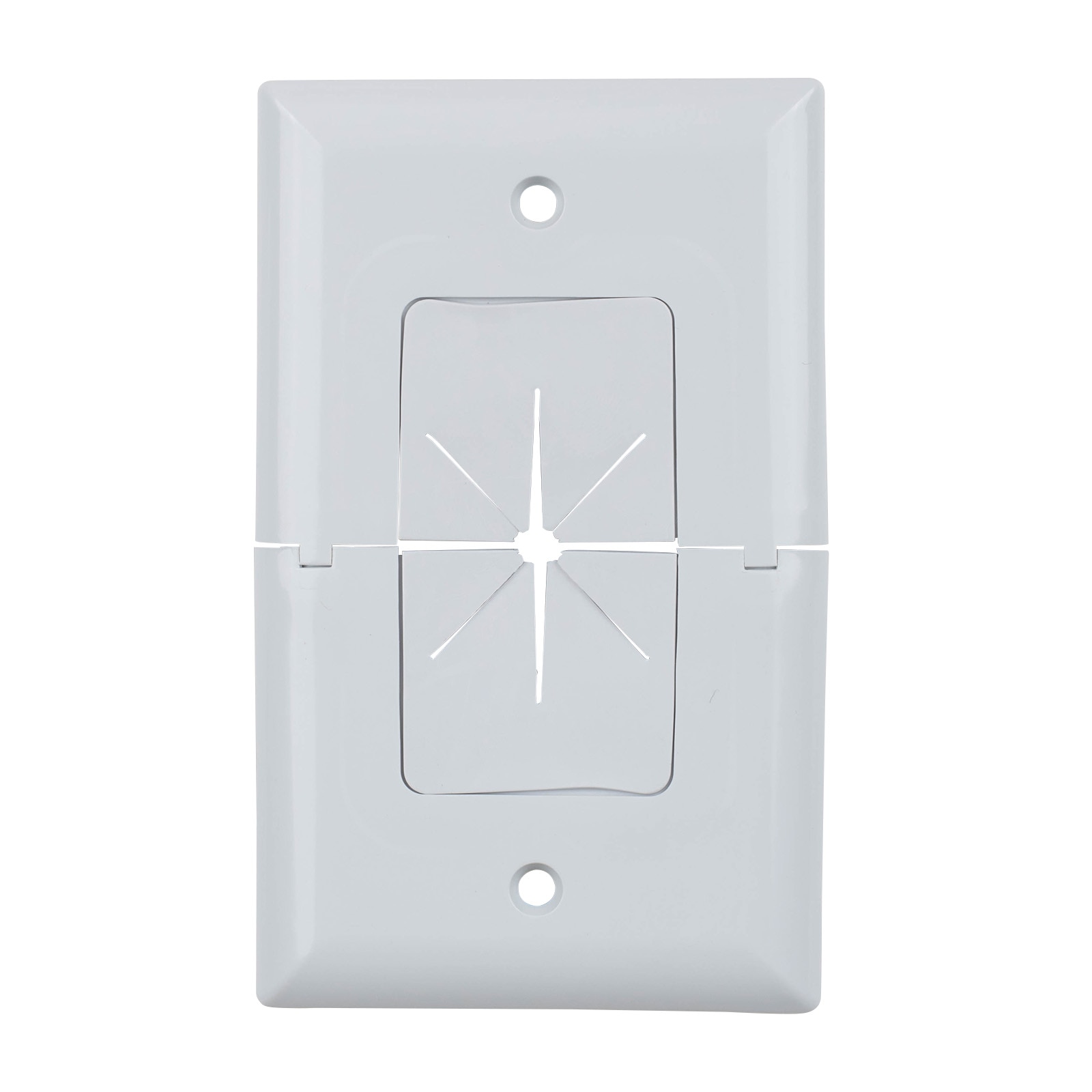 Datacomm Electronics 45-0017-UWH 1-Gang Split Cable Plate with Flexible Opening, Ultra White